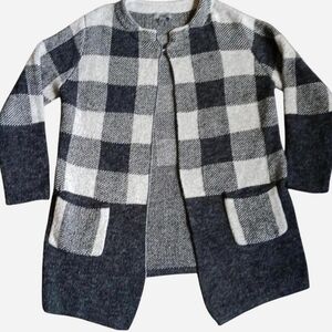 Yaira Checkered Cardigan Sweater Large Cabincore Fall Office Layers Casual Knit